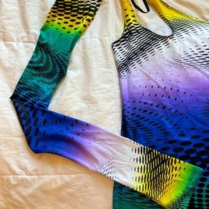 Jaded London Y-2K Dot Swirl Asymmetric Dress